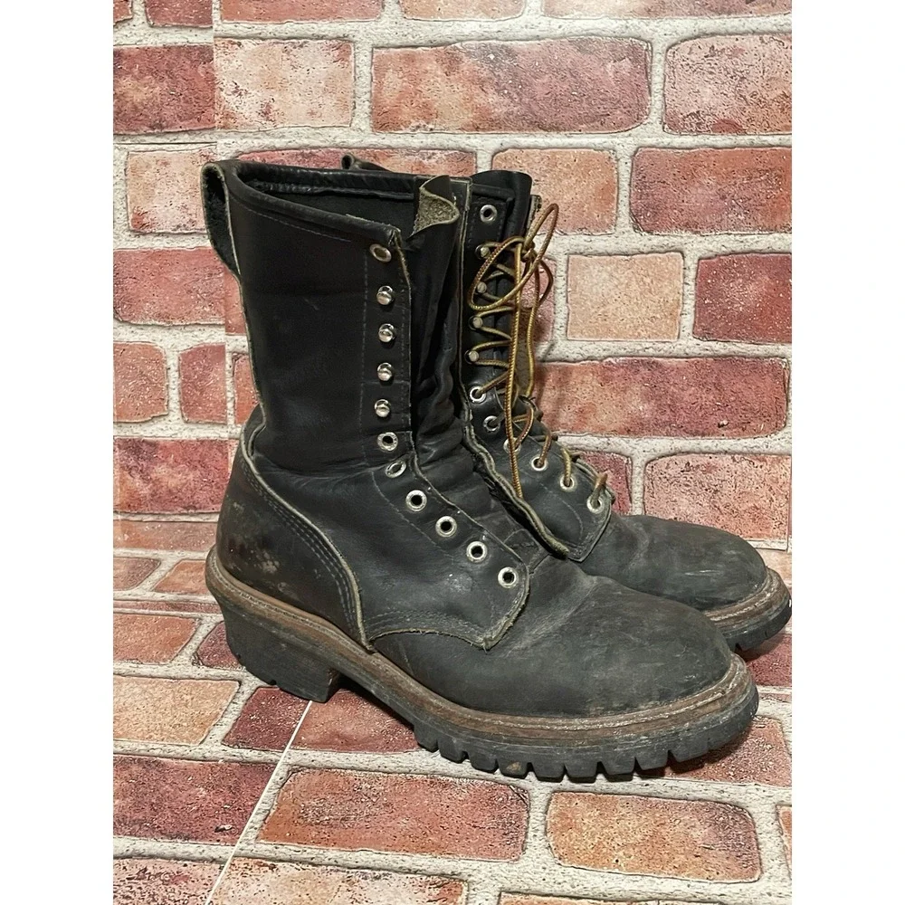 Red Wing 699 Wildland Fire Fighter Logger Black Leather Boots Men's Size 8.5C